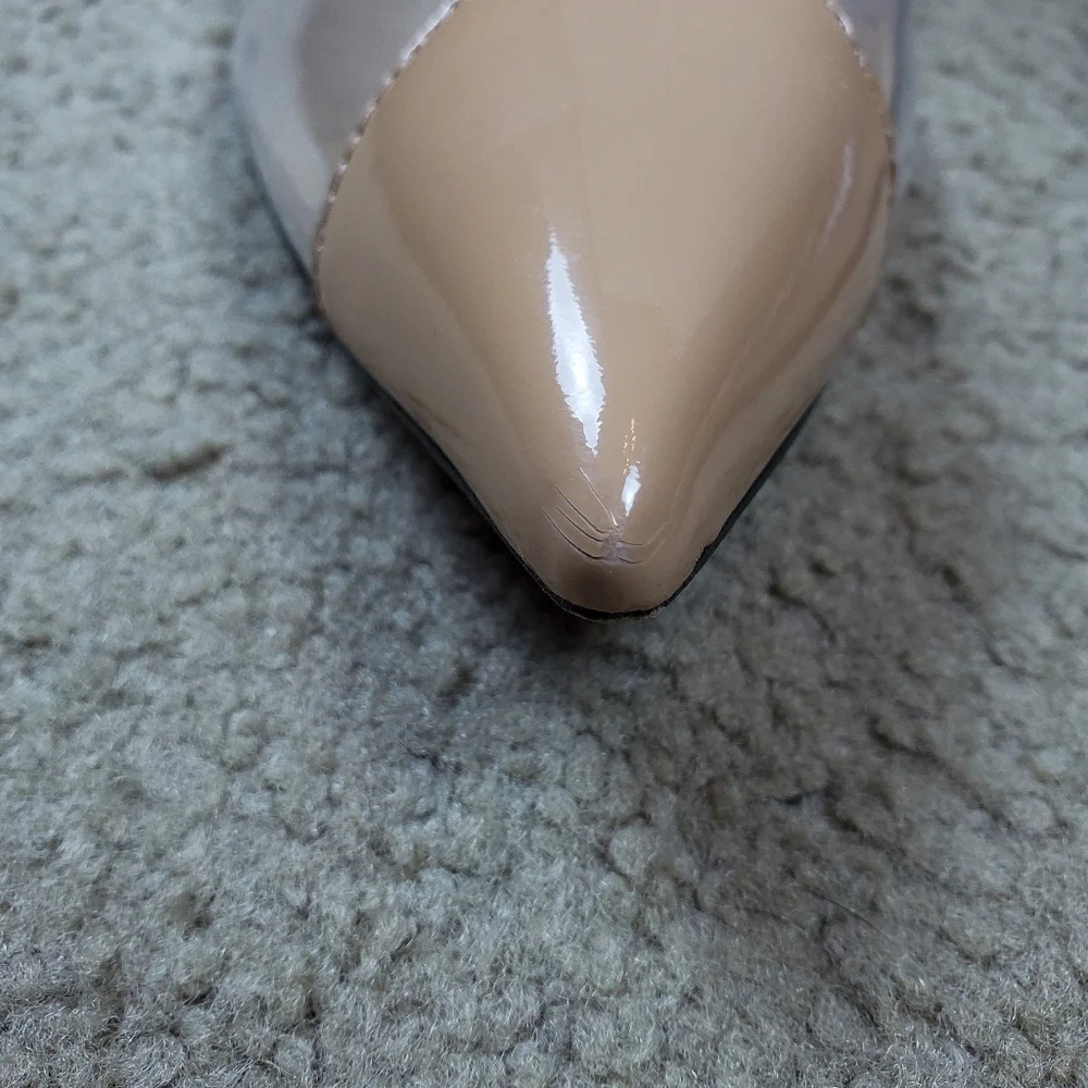 Schutz Eudora Pointed Toe Slingback Patent Leather & Vinyl Pump, 11, Cle…